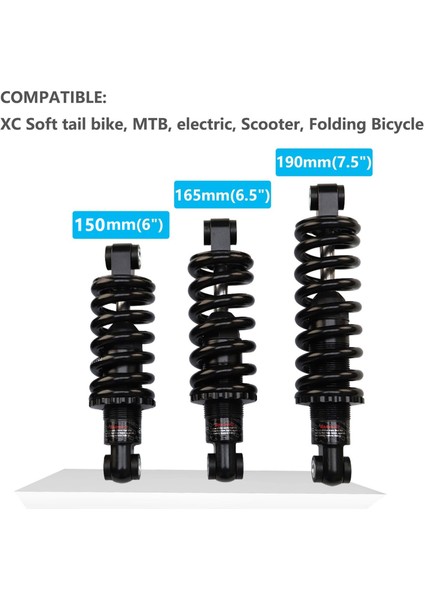 150 mm 750 Lbs Tarzı Attlvtu Dağ Bisikleti Elektrikli Bisiklet Tekerlekli Sandalye Mtb Bisiklet Arka Şok Emici Bobinli Yay Süspansiyonu (Yurt Dışından)