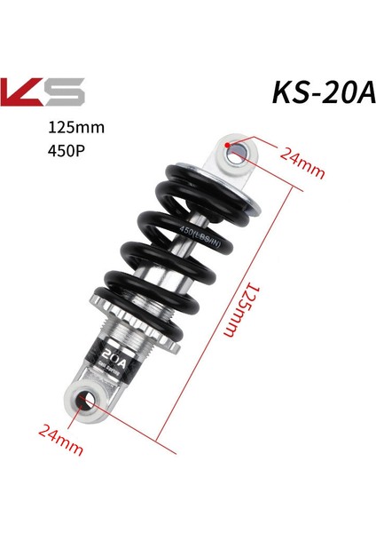 KS-20A 125MM 450P Tarzı Ks Yaylı Amortisör Dağ Bisikleti Arka Şoklar mm Katlanabilir Bisiklet Elektrikli Scooter Şok Emici (Yurt Dışından)