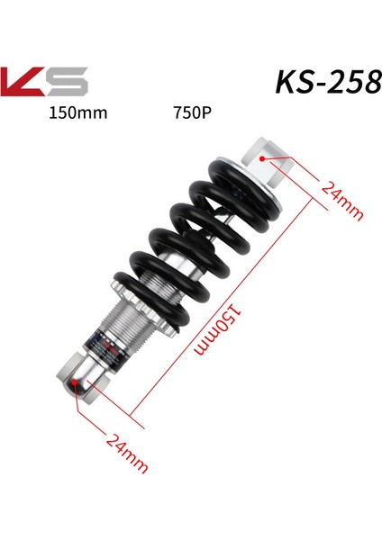 KS-258 150MM 750P Tarzı Ks Yaylı Amortisör Dağ Bisikleti Arka Şoklar mm Katlanabilir Bisiklet Elektrikli Scooter Şok Emici (Yurt Dışından)