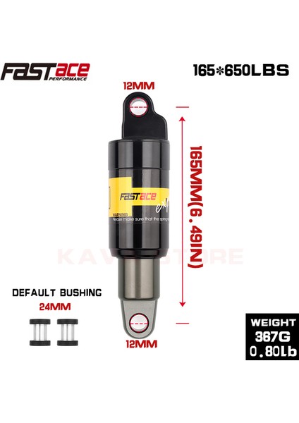 165X650LBS Stili Dağ Bisikleti Arka Şok Emici mm Elektrikli Scooter Şok Emici Hidrolik Yay Şok Emici (Yurt Dışından)