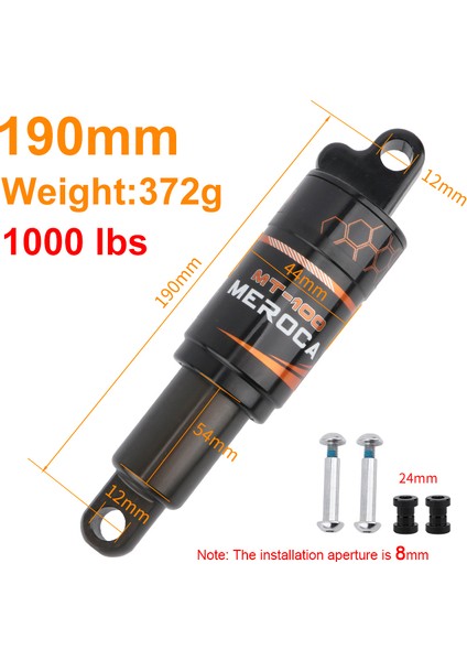 190 mm x 1000 Lbs Stili Meroca Bisiklet Arka Amortisörü 125MM Elektrikli Scooter Amortisörü Dağ Bisikleti Yağlı Yaylı Amortisör (Yurt Dışından)