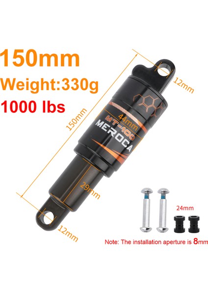 190 mm x 1000 Lbs Stili Meroca Bisiklet Arka Amortisörü 125MM Elektrikli Scooter Amortisörü Dağ Bisikleti Yağlı Yaylı Amortisör (Yurt Dışından) fiyatları