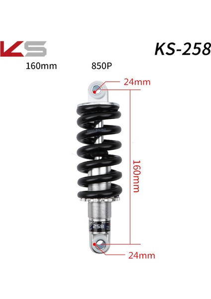 KS-258 160MM 850P Stili Ks Yaylı Amortisör Dağ Bisikleti Arka Şoklar mm Katlanabilir Bisiklet Elektrikli Scooter Şok Emici (Yurt Dışından)