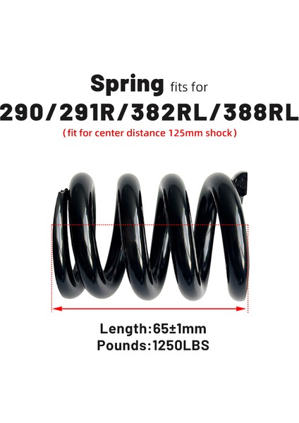 65MM-1250LBS Tarzı Tayvan Exa R ve Dnm DV-22&DV-22AR Scooter Bisiklet Arka Amortisör Özel Yayı 30.4×65MM (Yurt Dışından)