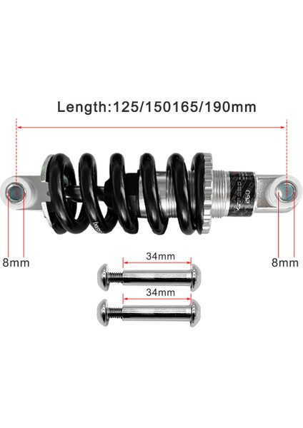 24-24-L165-1500LBS Tarzı Ks Bisiklet Shock Absorber Arka Amortisör Downhill Cx Mtb Exa Dağ Bisikleti Elektrikli Scooter Için (Yurt Dışından)