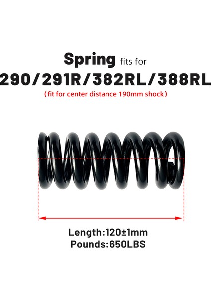 120MM-650LBS Tarzı Dnm Dv-22 DV-22AR Motorbisiklet Scooter Bisiklet Arka Şok Emici Özel Yay (Yurt Dışından)