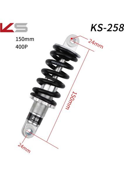 KS-258 150MM 400P Tarzı Ks Yaylı Amortisör Dağ Bisikleti Arka Şoklar mm Katlanabilir Bisiklet Elektrikli Scooter Şok Emici (Yurt Dışından)