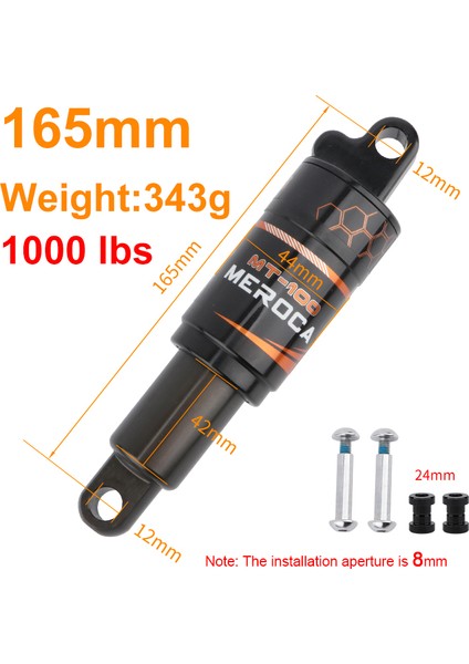 165 mm x 1000 Lbs Stili Meroca Bisiklet Arka Şok Mtb Yağ Yay Basınç Şok Dağ Bisikleti Hidrolik Amortisör mm Bisiklet Erişilebilirliği (Yurt Dışından)