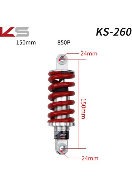 KS-260 150-850 Kırmızı Tarz Ks Yaylı Amortisör Dağ Bisikleti Arka Şoklar mm Katlanabilir Bisiklet Elektrikli Scooter Şok Emici (Yurt Dışından)