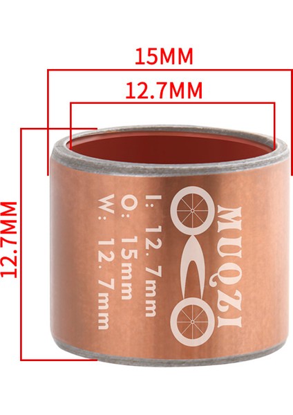 12,7X15 mm Tarzı Teflon Kaplama Bakır Dağ Bisikleti Arka Şok Du Kovanı Kol 12.mtb Dağ Bisikleti Arka Emici Göz Adaptörü (Yurt Dışından)