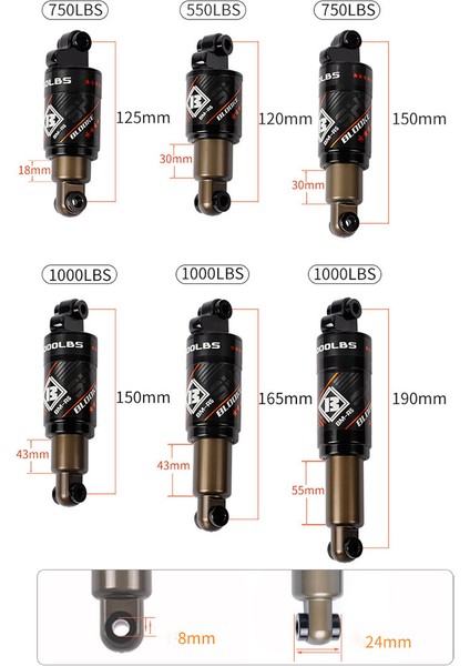 190 mm 1000 Lbs Stili M365 Kugoo Scooter ve Dağ Bisikleti Için Blooke Hidrolik Arka Ön Şok Emiciler Tb Bisiklet Süspansiyonu (Yurt Dışından) fırsatları