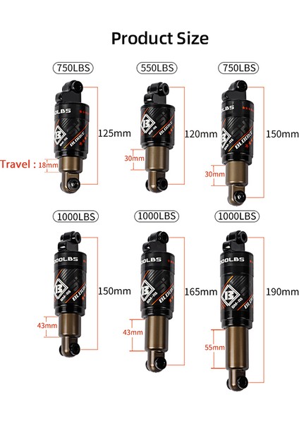 150 mm 1000 Lbs Stili Blooke Bm-R5 Hidrolik Arka Ön Amortisörler Tb Bisiklet Kindshock Dağ Bisikleti M365 Kugoo Scooter Için (Yurt Dışından) modelleri