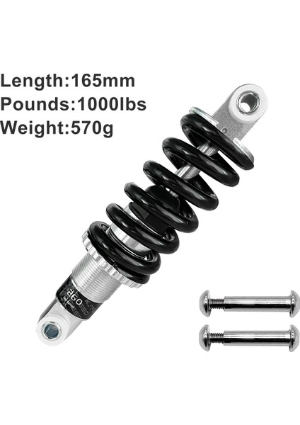 24-24-165MM-1000LBS Stili Bisiklet Arka Şok Emici Lityum Elektrikli Bisiklet Yükseltilmiş Ultimate Scooter Arka Şokları (Yurt Dışından)