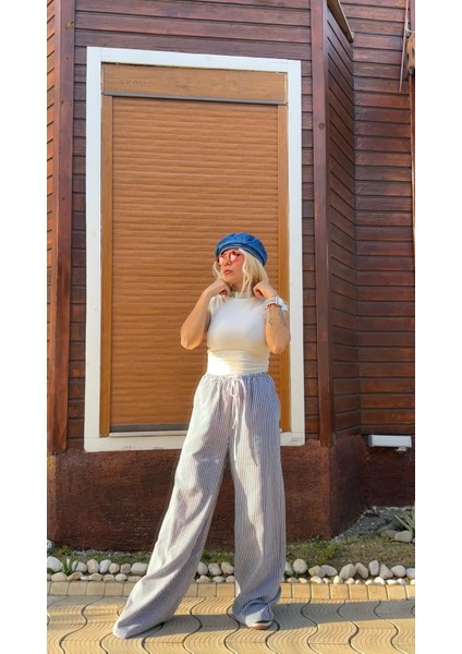 Nunu By Rustik Çizgili Bol Pantolon fırsatları