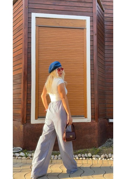 Nunu By Rustik Çizgili Bol Pantolon indirimleri