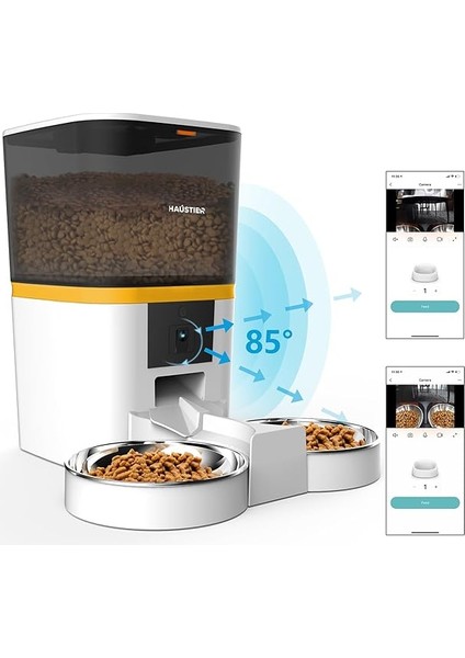 QQ005-DUAL Kameralı Akıllı Kedi Köpek Otomatik Mama Kabı, App Uzaktan Kontrol, Sesle Çağırma, 480P Kamera, 6lt Ha... modelleri