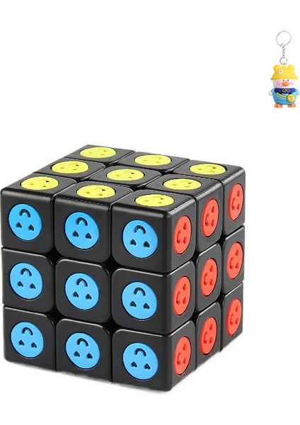 Boyut Üçüncü Dereceden Renkli Rubik Küpü Dönen Nokta Kare Gülen Yüz Daire Siyah Arka Plan Üçüncü Dereceden Rubik Küpü (Yurt Dışından)