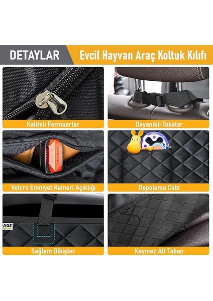 Evcil Hayvan Için Araba Koltuk Kılıfı, Oto Köpek Koltuk Örtüsü, Su Geçirmez Hamak 600D Ağır Hizmet Tipi Çizilmeye Da...