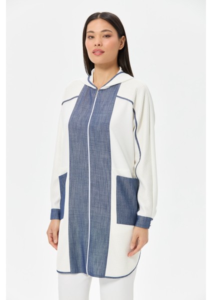 Denim ve File Kombinli Rahat Kalıp Giy Çık Ceket Laci fiyatları