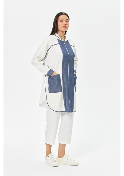 Denim ve File Kombinli Rahat Kalıp Giy Çık Ceket Laci fırsatları