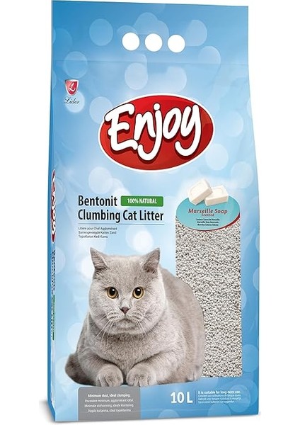 Enjoy Bentonit Ince Taneli Kedi Kumu 10 Lt (Marsilya Sabunlu)