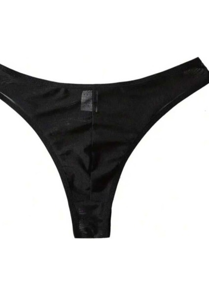 Erkek Biyeli Siyah Transparan Brazillian Slip