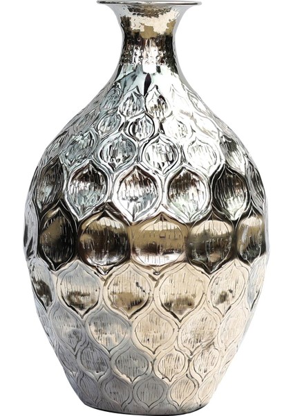 Geometrik Desenli Metal Vazo