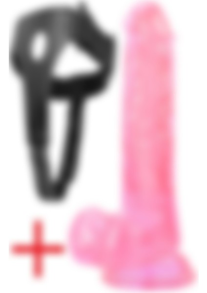 Lolita Shop Yumuşak Pembe Jel Dokuda Belden Bağlamalı 18.5  cm  Vantuzlu Deri Kemerli Realistik Takma Dildo Penis