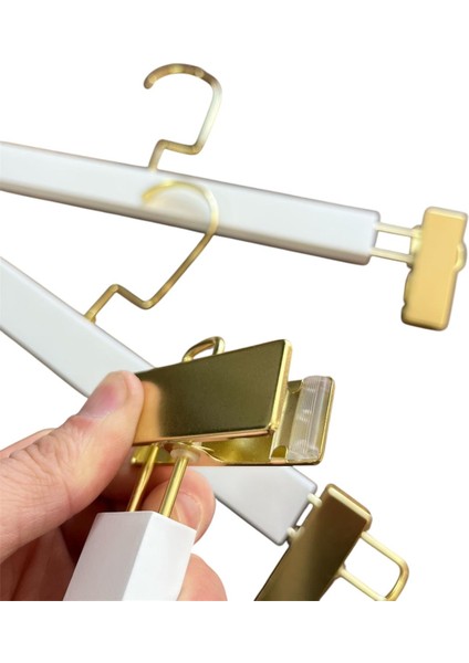 5 Adet Beyaz Ahşap Askı Kıyafet Elbise ve Etek Askısı Ultra Lüx Gold Amerikan Kanca fırsatları