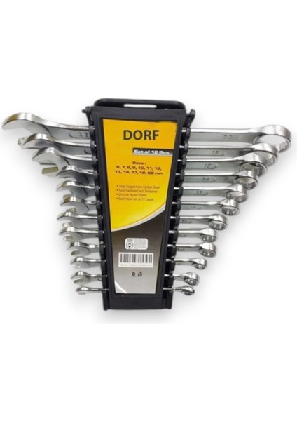 12 Parça Kombine Anahtar Seti Klipsli Set Düz Yıldız 6 - 22 mm