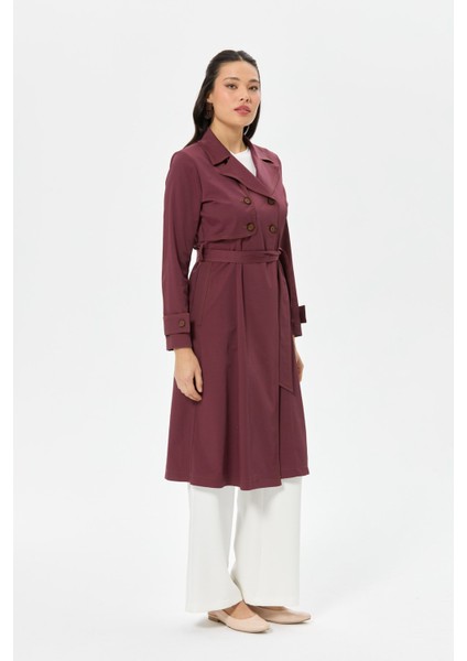 Dikiş Detaylı Trenc Bordo