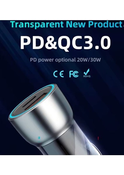 38W Type-C USB Araç Çakmak Şarjı Pd USB Universal Araç Şarj Cihazı