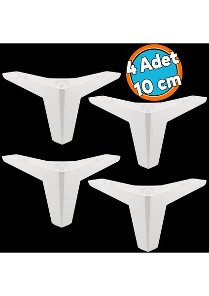 Mobilya Kanepe Sehpa Tv Ünitesi Koltuk Ayağı 10 cm Beyaz Baza Ayak 4 Adet