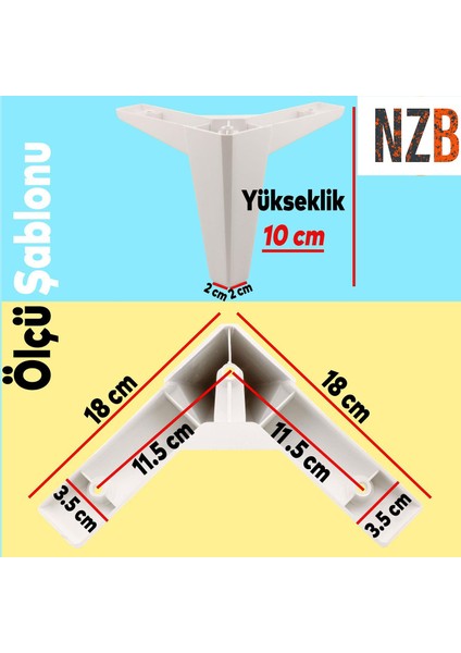 Mobilya Kanepe Sehpa Tv Ünitesi Koltuk Ayağı 10 cm Beyaz Baza Ayak 4 Adet
