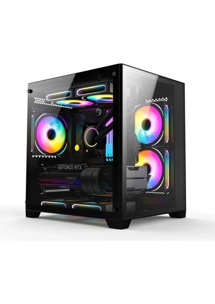 Nova Black 650W 80+ Temperlı Cam Sıyah 3x 12CM Rgb Fan Gaming Kasa