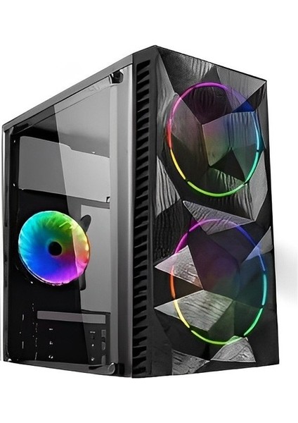 Magıc 300W Temperlı Cam Sıyah 2 x Rainbow Fanlı Atx Kasa