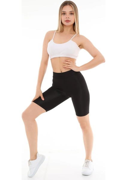 Parlak Diz Üstü Biker Tayt 0596