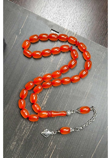 Orta Boy Güzel Çekimli Zar Renk Toz Kehribar Tesbih