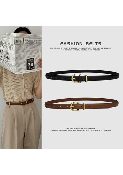 Kore Moda Basit Ince Kemerler Bayanlar Deri Kemer Alaşım Pin Toka Retro Kot Kemer Tasarımcısı Kuşak Kadınlar Yüksek Kalite (Yurt Dışından) fiyatları