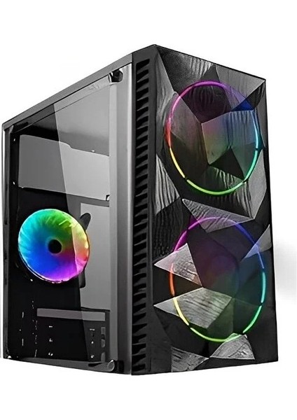 Magıc (Powersız) Temperlı Cam Sıyah 2 x Rainbow Fanlı Atx Kasa
