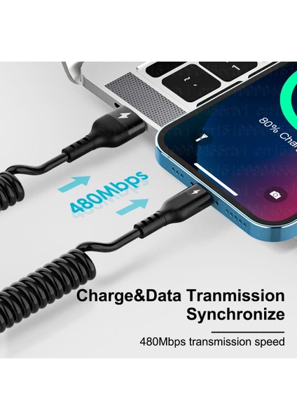 Bahar USB Kablosu iPhone 14 13 12 11 Pro Max Xs Xr x Geri Çekilebilir Cep Telefonları Oruç Şarj Kablosu Veri Kablosu Kablosu 1/1.5 M (Yurt Dışından)