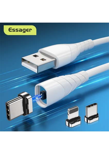 Essager Manyetik Kablo Mikro USB Tip C Kablo iPhone 12 11 Xiaomi Mi Hızlı Mıknatıs Şarj Cihazı Cep Telefonu Tel Kablosu Samsung Için (Yurt Dışından)