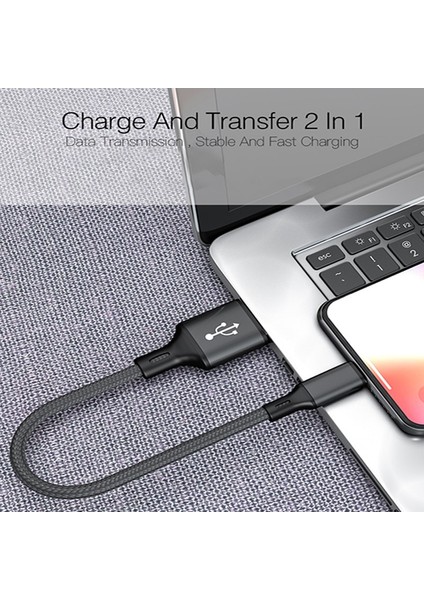 25 cm Kısa Kablo Cep Telefonu Mikro USB C Tipi C Veri Senkronizasyon Kablosu Kablosu iPhone 13 12 Pro Max Xiaomi 11 Huawei P40 Samsung S21 (Yurt Dışından) modelleri