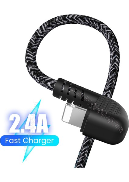 2A U Şeklinde Dirsek Veri Kablosu iPhone 13 12 11 Pro Max 8 7 6 6s Plus Cep Telefonu Şarj Kablosu 1m/2m/3m (Yurt Dışından)