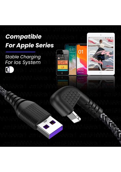 2A U Şeklinde Dirsek Veri Kablosu iPhone 13 12 11 Pro Max 8 7 6 6s Plus Cep Telefonu Şarj Kablosu 1m/2m/3m (Yurt Dışından)