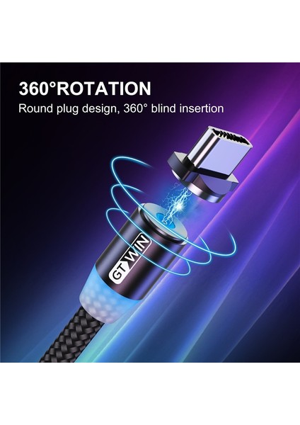LED Manyetik USB Kablosu Hızlı Şarj Tipi C Kablo Mıknatıs Şarj Cihazı Veri Şarj Mikro USB Kablosu Xiaomi Cep Telefonu Kablo Kordonu (Yurt Dışından)