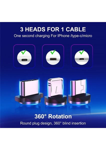 LED Manyetik USB Kablosu Hızlı Şarj Tipi C Kablo Mıknatıs Şarj Cihazı Veri Şarj Mikro USB Kablosu Xiaomi Cep Telefonu Kablo Kordonu (Yurt Dışından)