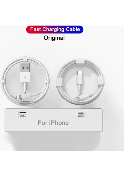 2-1 Adet USB C Kablosu iPhone 14 13 12 11 Pro Max 8 Artı Pd Hızlı Şarj Xr x Xs Max USB Yıldırım Kablosu iPad Hava Veri Hattı (Yurt Dışından)