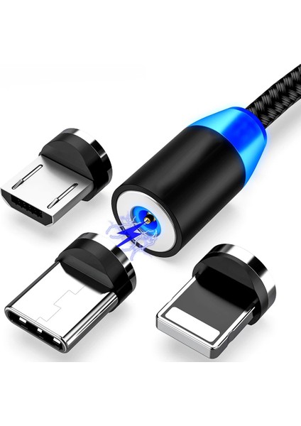 LED Manyetik USB Şarj Kablosu Tip C Kablo Mıknatıs Şarj Cihazı Veri Şarjı Mikro USB Kablosu Cep Telefonu Kablosu USB Kablosu (Yurt Dışından)