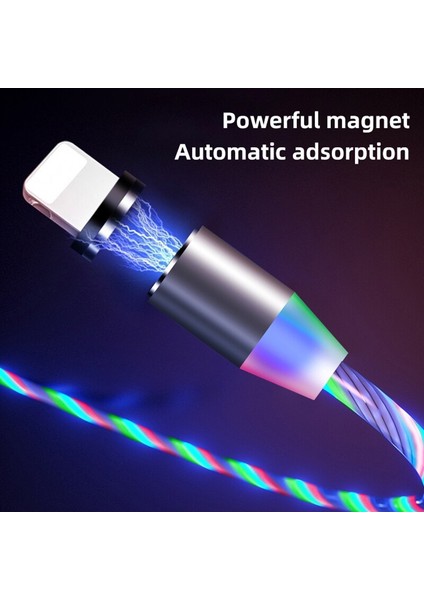 Manyetik Şarj Kablosu Mikro USB Tip C LED Akış Aydınlık Aydınlatma Telefon Veri Kablosu Mıknatıs Şarj Cihazı iphone Xiaomi USB Kablosu (Yurt Dışından)